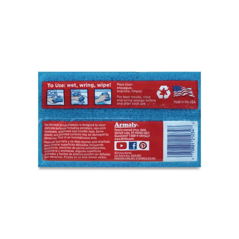 Estracell No Scratch Kitchen Sponges, 4.5 x 2.75, 1" Thick, Blue, 3 Sponges/Pack, 8 Packs/Carton. Picture 4