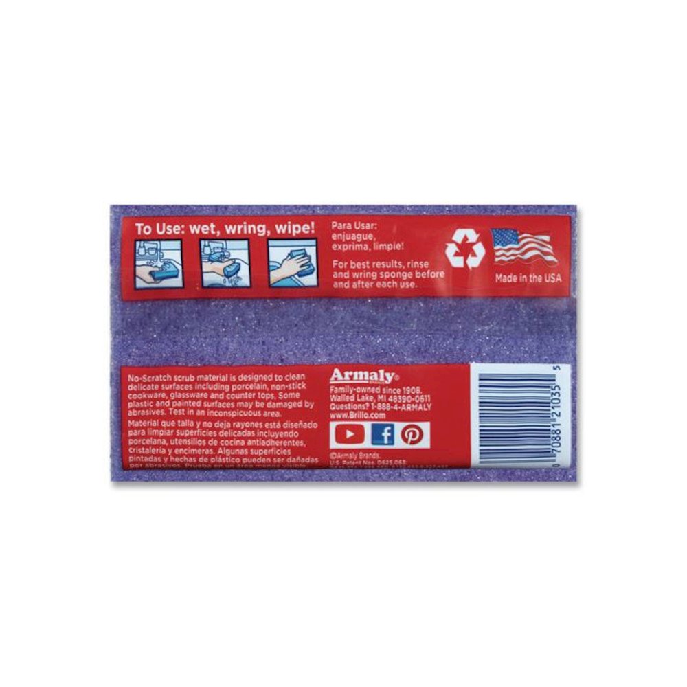 Estracell Scrub Sponge Variety Pack, 1 Bath, 2 Kitchen, 4.5 x 2.75, 1.12" Thick, Blue/Purple/White, 3/Pack, 8 Packs/Carton. Picture 5