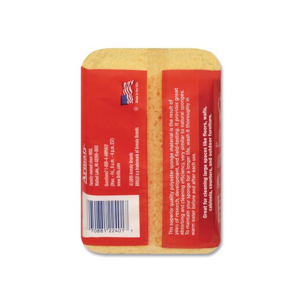Multi-Purpose Sponge, 4.25 x 6.25, 2.12" Thick, Yellow, 6/Carton. Picture 6