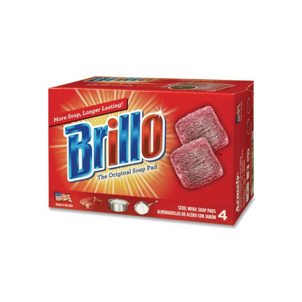 Steel Wool Soap Pads, 2.5 x 3, Gray/Pink, 4 Pads/Box, 12 Boxes/Carton. Picture 4