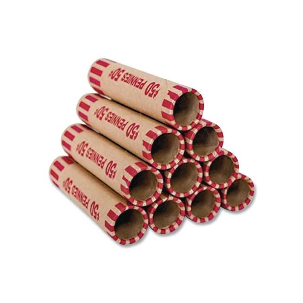 Crimped End Coin Wrappers, Pennies, Red, 1,000/Pack. Picture 2