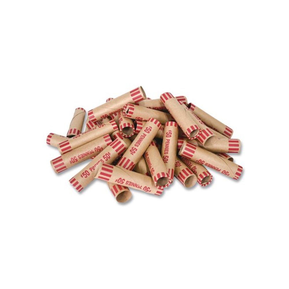Crimped End Coin Wrappers, Pennies, Red, 1,000/Pack. Picture 3