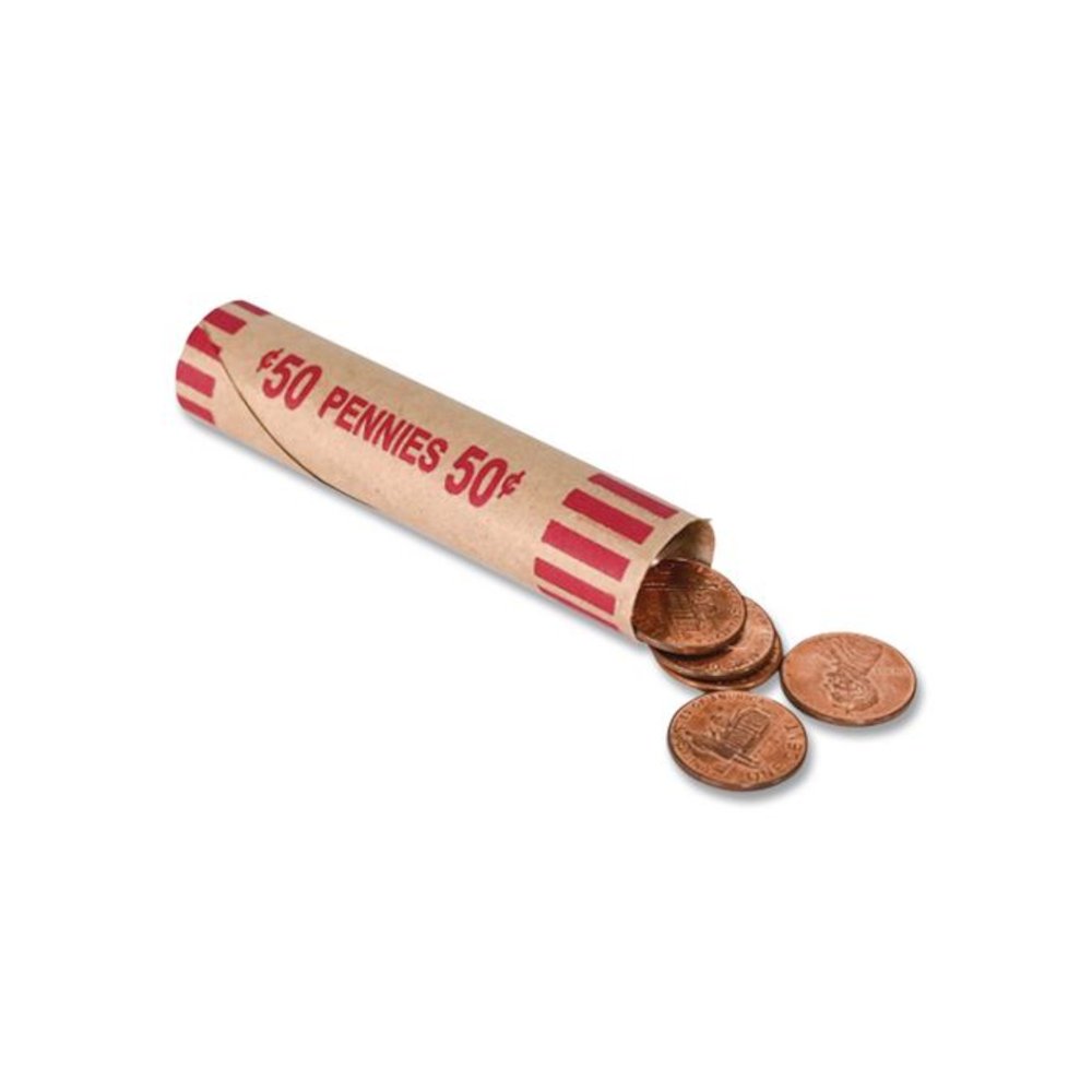 Crimped End Coin Wrappers, Pennies, Red, 1,000/Pack. Picture 4