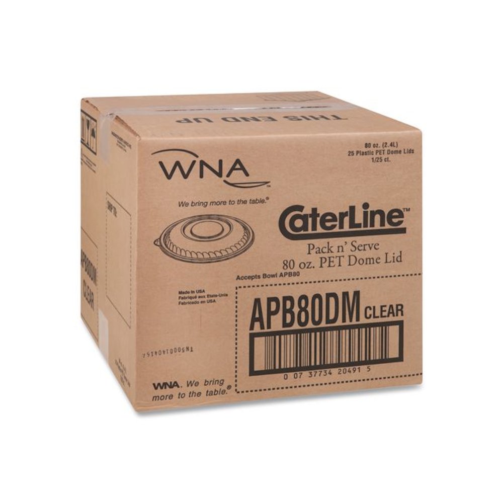 Caterline Pack n' Serve Plastic Lids, Dome Lid, 10" Diameter x 1.38" h, Clear, 25/Carton. Picture 3