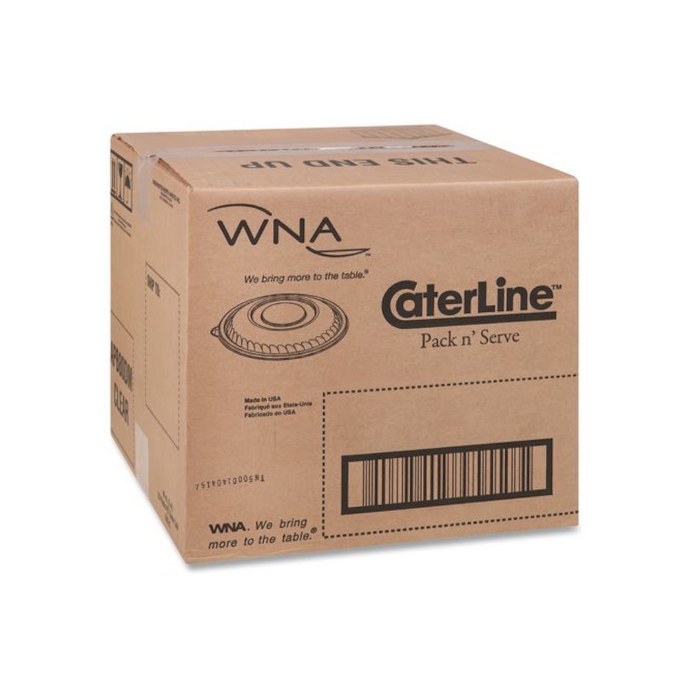 Caterline Pack n' Serve Plastic Lids, Dome Lid, 12" Diameter x 1.5" h, Clear, 25/Carton. Picture 3
