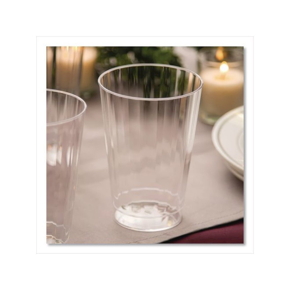 Classic Crystal Plastic Tumblers, 12 oz, Clear, Fluted, Tall, 20/Pack, 12 Packs/Carton. Picture 2
