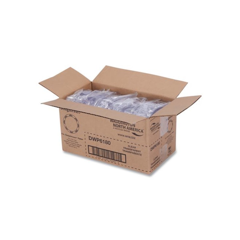 Designerware Plates, Plastic, 6" dia, Clear, 10/Pack, 18 Packs/Carton. Picture 3