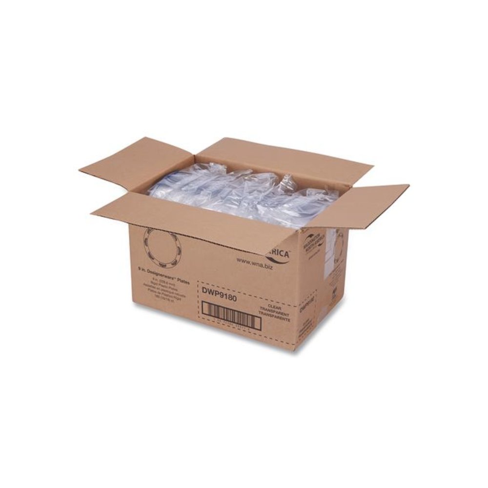 Designerware Plastic Plates, 9" dia, Clear, 10/Pack, 18 Packs/Carton. Picture 3