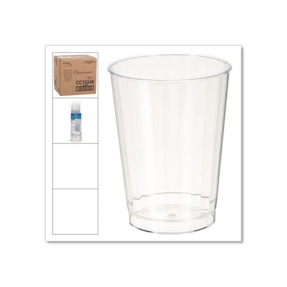 Classic Crystal Plastic Tumblers, 10 oz, Clear, Fluted, Tall, 20/Pack, 12 Packs/Carton. Picture 2