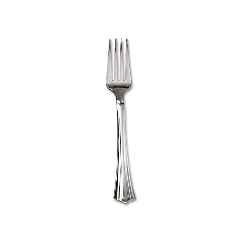 Reflections Heavyweight Plastic Utensils, Fork, Silver, 40/Pack. Picture 3