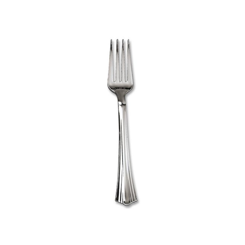 Reflections Heavyweight Plastic Utensils, Fork, Silver, 40/Pack, 8 Packs/Carton. Picture 2