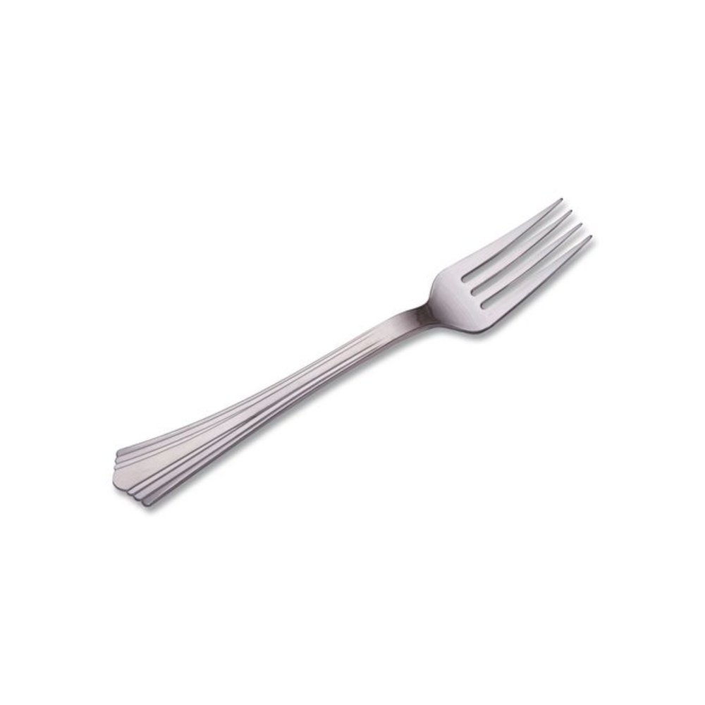 Heavyweight Plastic Forks, Reflections Design, Silver, 600/Carton. Picture 2