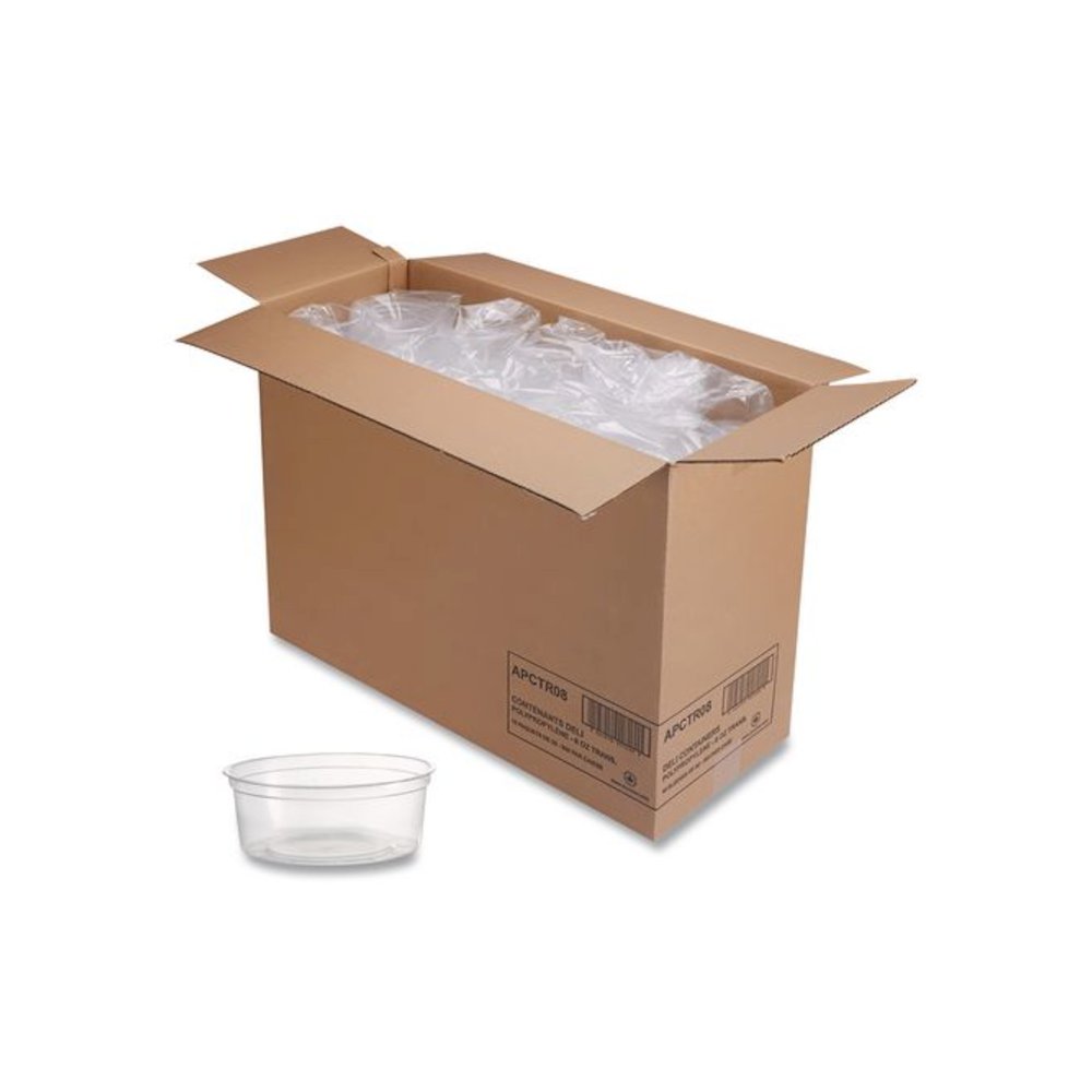 Deli Containers, 8 oz, Clear, Plastic, 50/Pack, 10 Pack/Carton. Picture 1