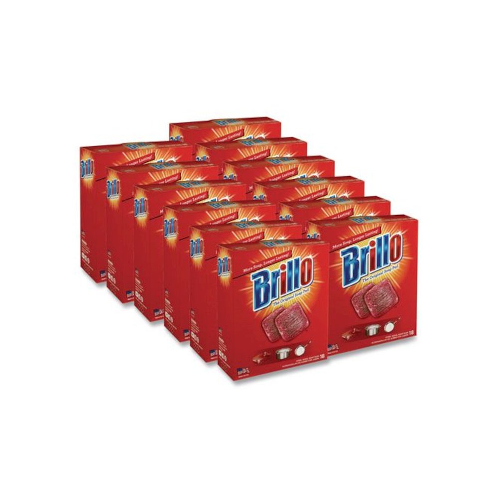 Steel Wool Soap Pads, 2.5 x 3, Gray/Pink, 18 Pads/Box, 12 Boxes/Carton. Picture 1