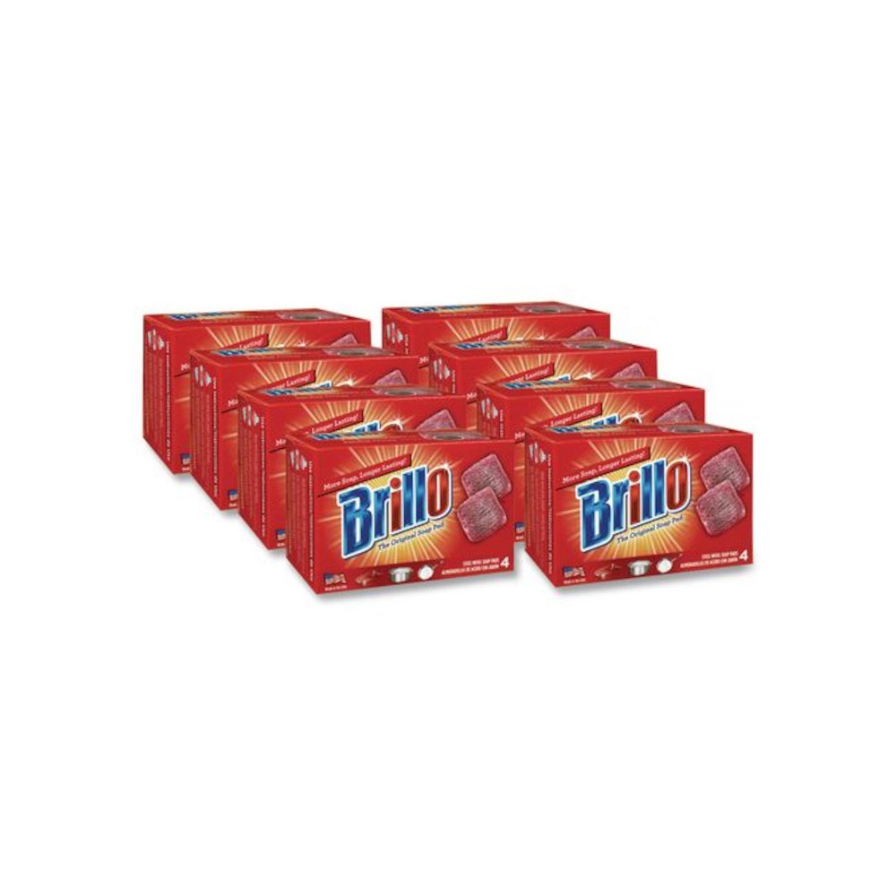 Steel Wool Soap Pads, 2.5 x 3, Gray/Pink, 4 Pads/Box, 12 Boxes/Carton. Picture 1