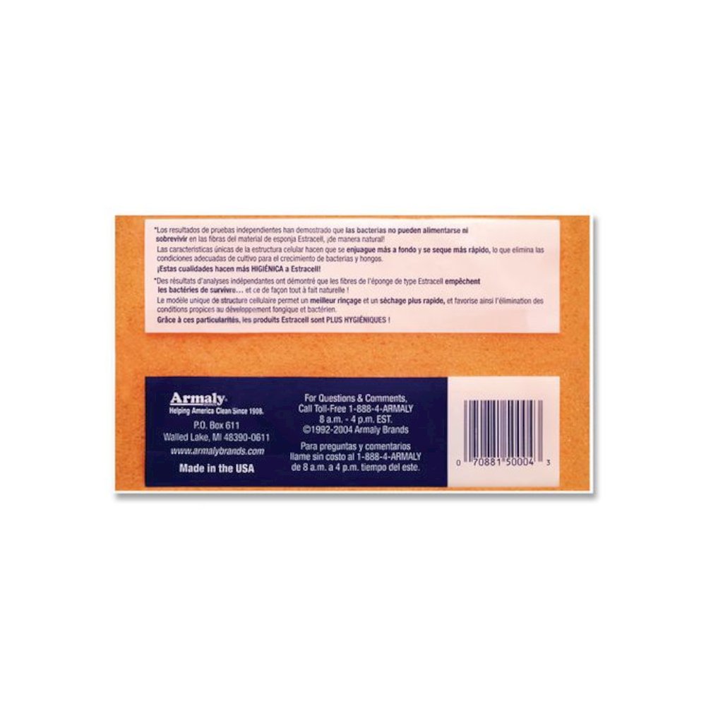 Commercial Heavy Duty Scrub Sponge, 3.5 x 6.12, 0.8" Thick, Orange/Green,12/Carton. Picture 4