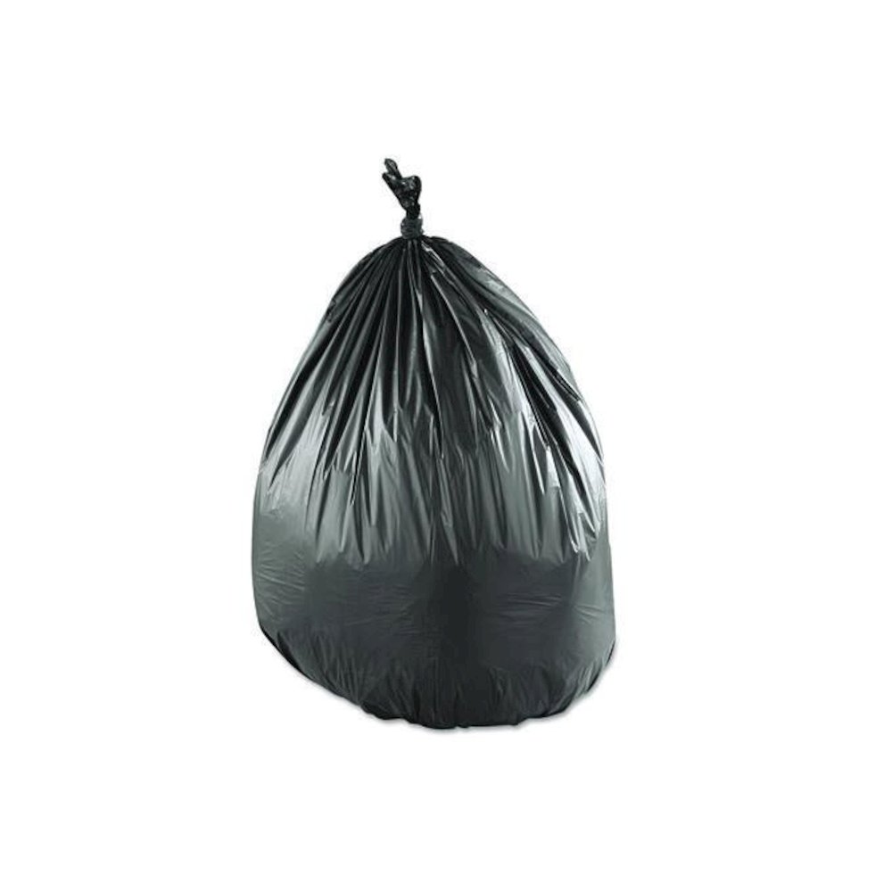 Low-Density Commercial Can Liners, 60 gal, 1.15 mil, 38" x 58", Black, Interleaved Roll, 25 Bags/Roll, 4 Rolls/Carton. Picture 1
