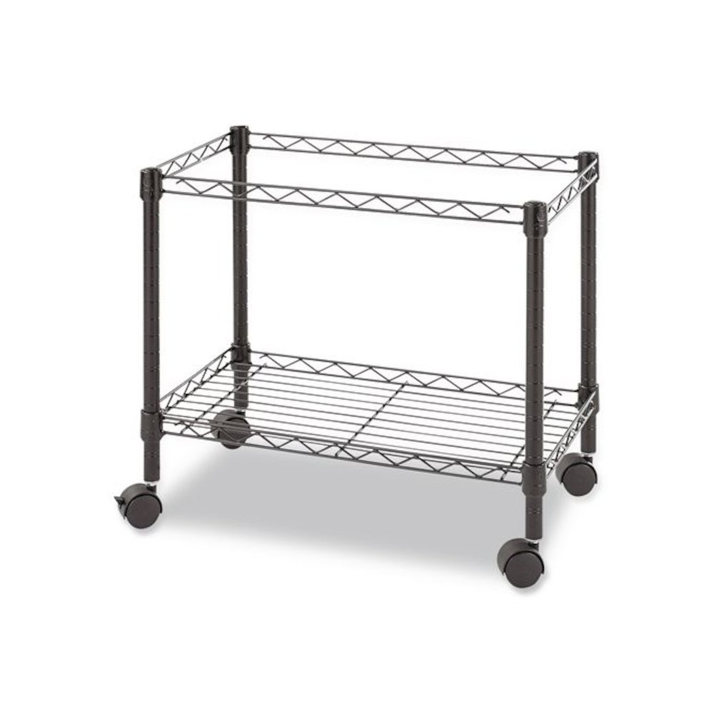 One-Tier File Cart for Side-to-Side Filing, Metal, 1 Shelf, 1 Bin, 24" x 14" x 21", Black. Picture 3