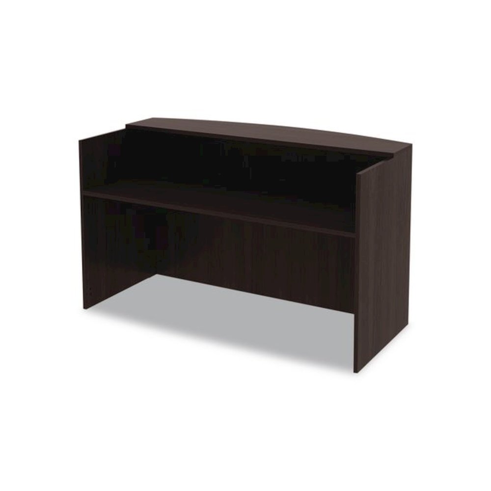 Alera Valencia Series Reception Desk with Transaction Counter, 71" x 35.5" x 29.5" to 42.5", Espresso. Picture 2