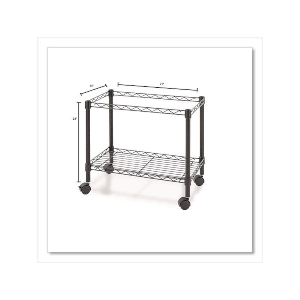 One-Tier File Cart for Side-to-Side Filing, Metal, 1 Shelf, 1 Bin, 24" x 14" x 21", Black. Picture 4