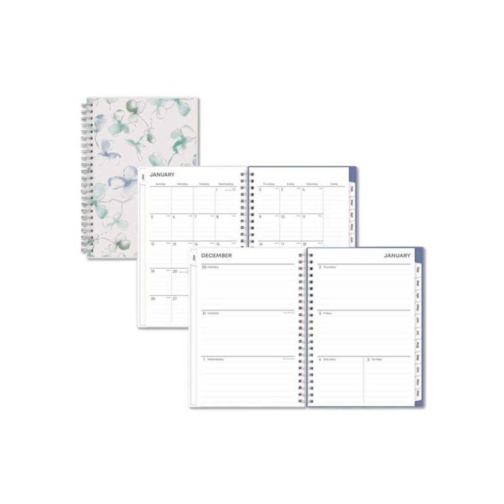 Lindley Weekly/Monthly Planner, Lindley Floral Artwork, 8 x 5, White/Blue/Green Cover, 12-Month (Jan to Dec): 2026. Picture 1
