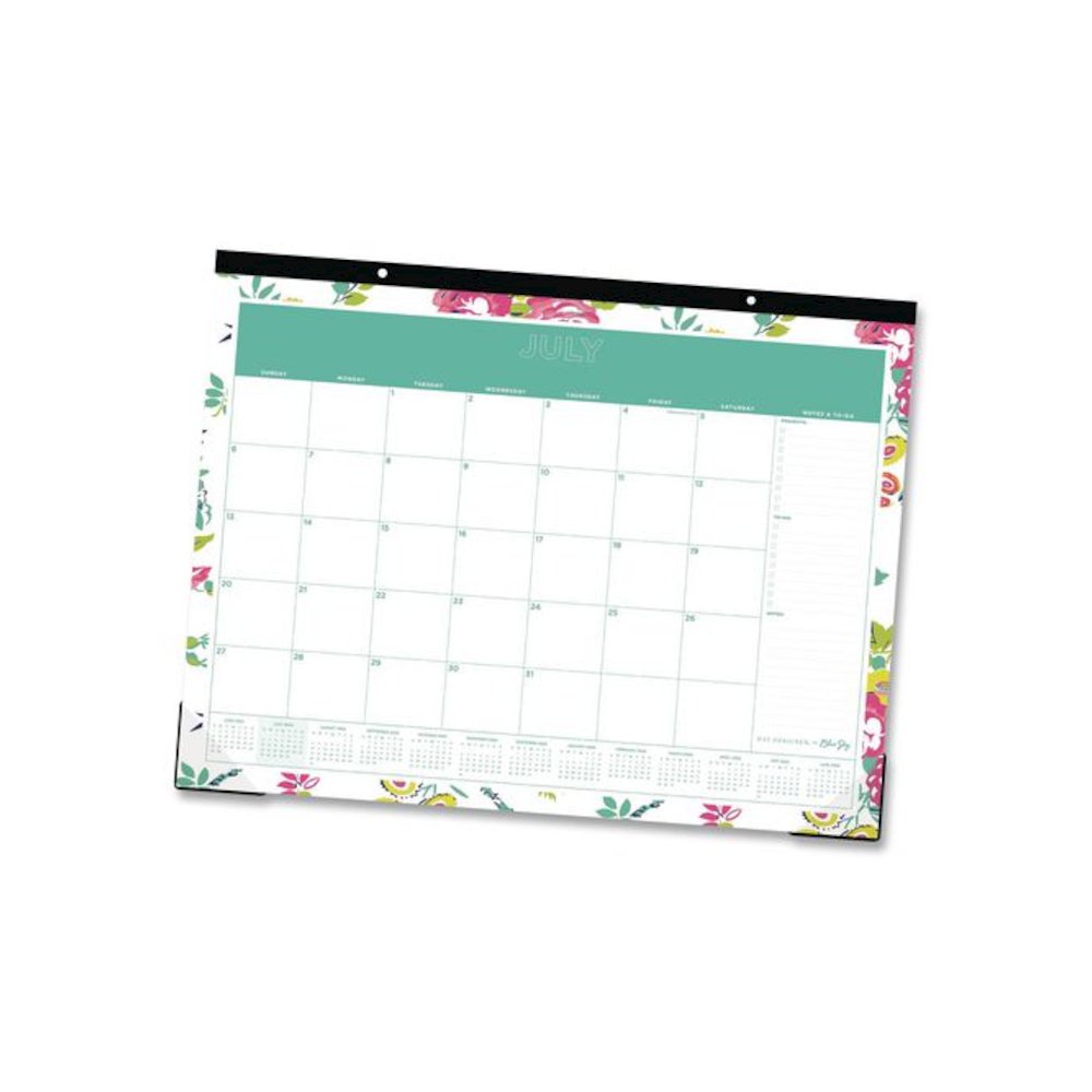Day Designer Peyton Academic Desk Pad, Floral Artwork, 22 x 17, Black Binding, Clear Corners, 12-Month (July-June): 2025-2026. Picture 3