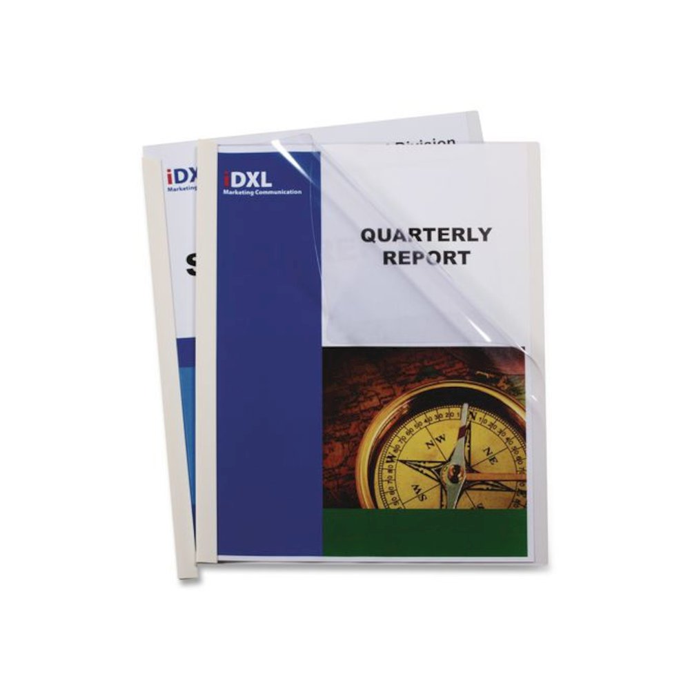 Vinyl Report Covers with Binding Bars, 0.13" Capacity,  8.5 x 11, Clear/Clear, 50/Box. Picture 4