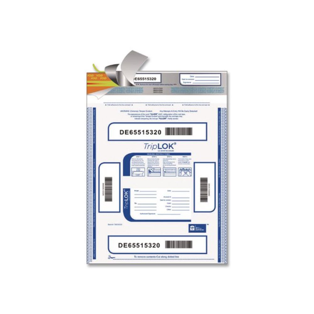 Deposit Bag, Plastic, 12" x 16", White, 100/Pack. Picture 3