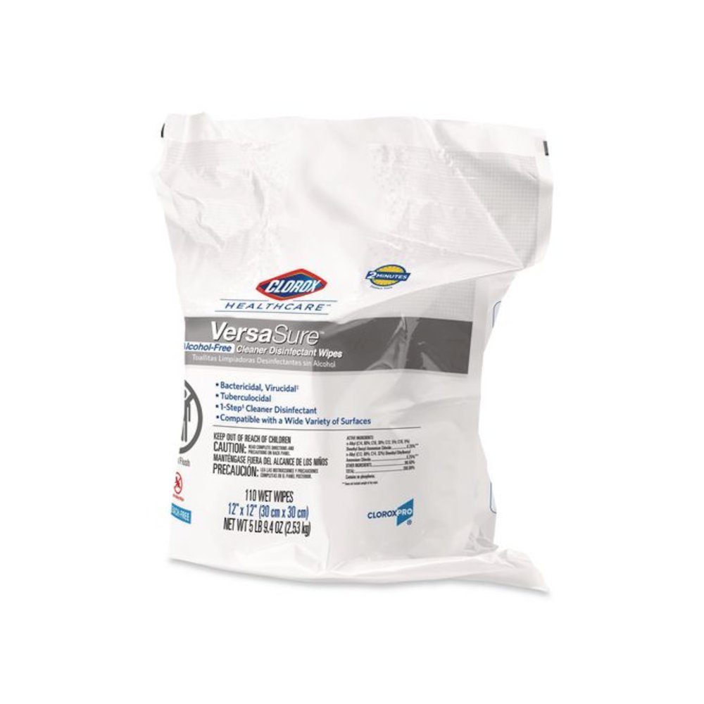 VersaSure Cleaner Disinfectant Wipes, Refill, 1-Ply, 12 x 10, Fragranced, White, 110/Pouch, 2 Pouches/Carton. Picture 3