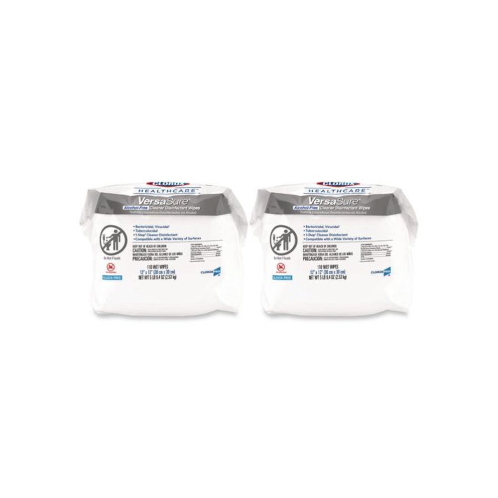 VersaSure Cleaner Disinfectant Wipes, Refill, 1-Ply, 12 x 10, Fragranced, White, 110/Pouch, 2 Pouches/Carton. Picture 1