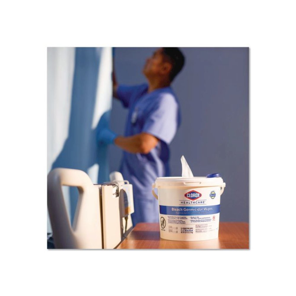 Bleach Germicidal Wipes, Disinfectant Wipes, 1-Ply, 6.75 x 9, Unscented, White, 100 Wipes/Flex-Pack, 6 Flex-Packs/Carton. Picture 8