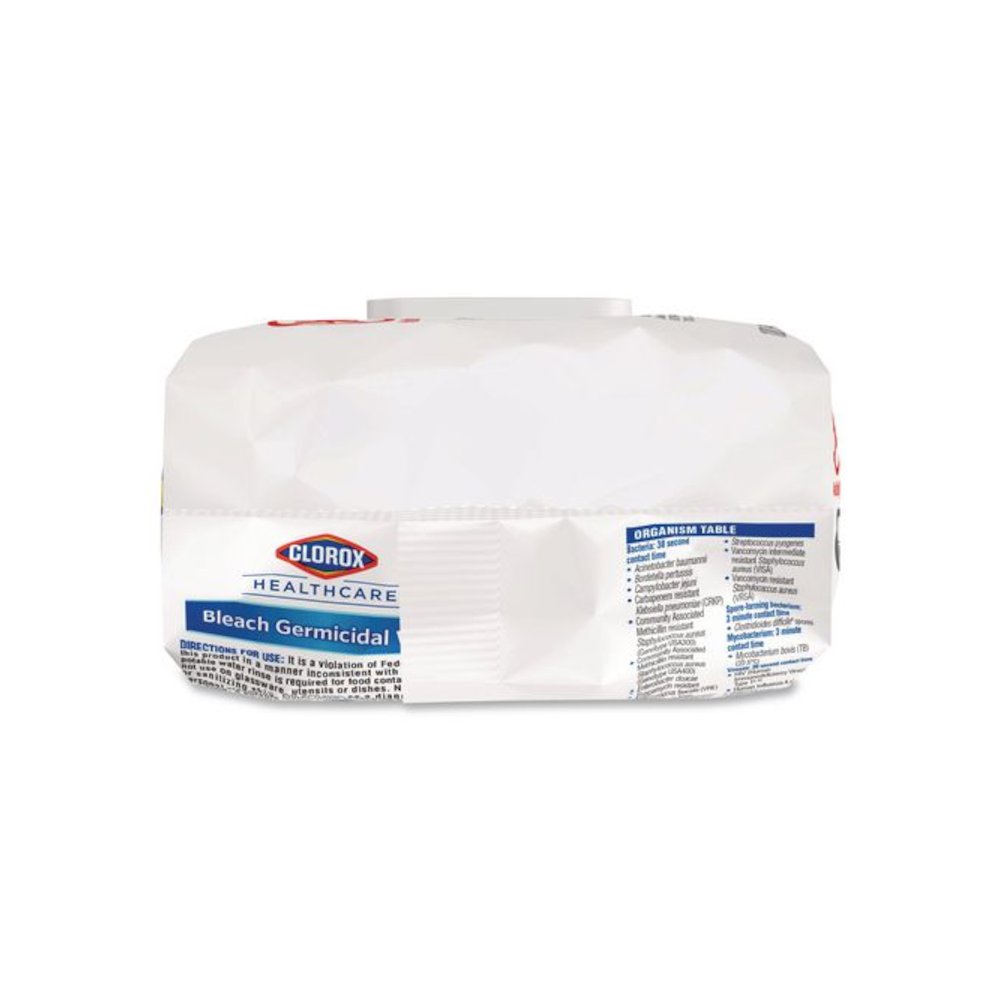 Bleach Germicidal Wipes, Disinfectant Wipes, 1-Ply, 6.75 x 9, Unscented, White, 100 Wipes/Flex-Pack, 6 Flex-Packs/Carton. Picture 3