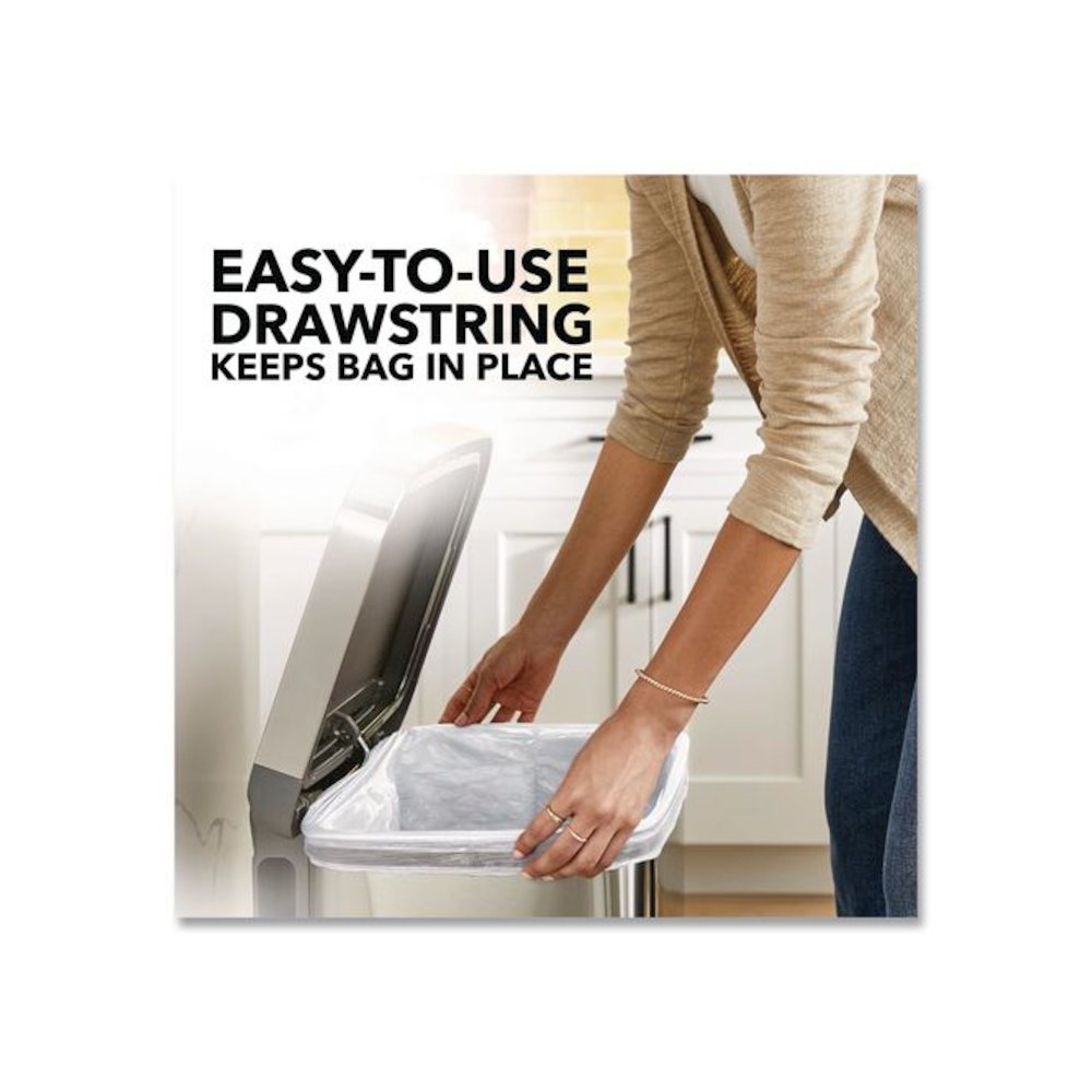 ForceFlex Kitchen Drawstring Trash Bags, 13 gal, Gain Fresh Clean Scent, 24 x 27.38, White, 40 Bags/Box, 6 Boxes/Carton. Picture 7