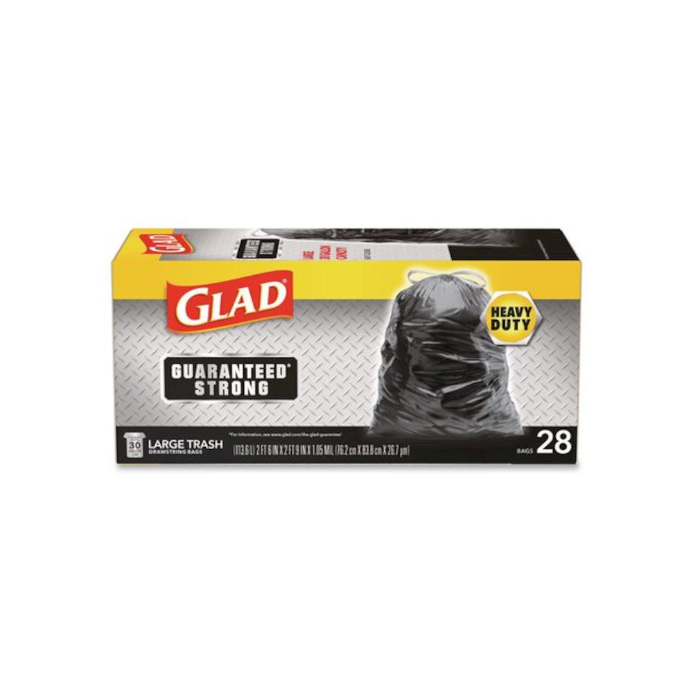 Guaranteed Strong Large Drawstring Trash Bags, Three-Ply, 30 gal, 1.05 mil, 30 x 33, Black, 28 Bags/Box, 6 Boxes/Carton. Picture 2