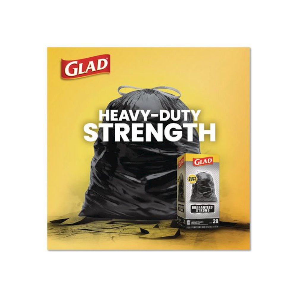 Guaranteed Strong Large Drawstring Trash Bags, Three-Ply, 30 gal, 1.05 mil, 30 x 33, Black, 28 Bags/Box, 6 Boxes/Carton. Picture 5