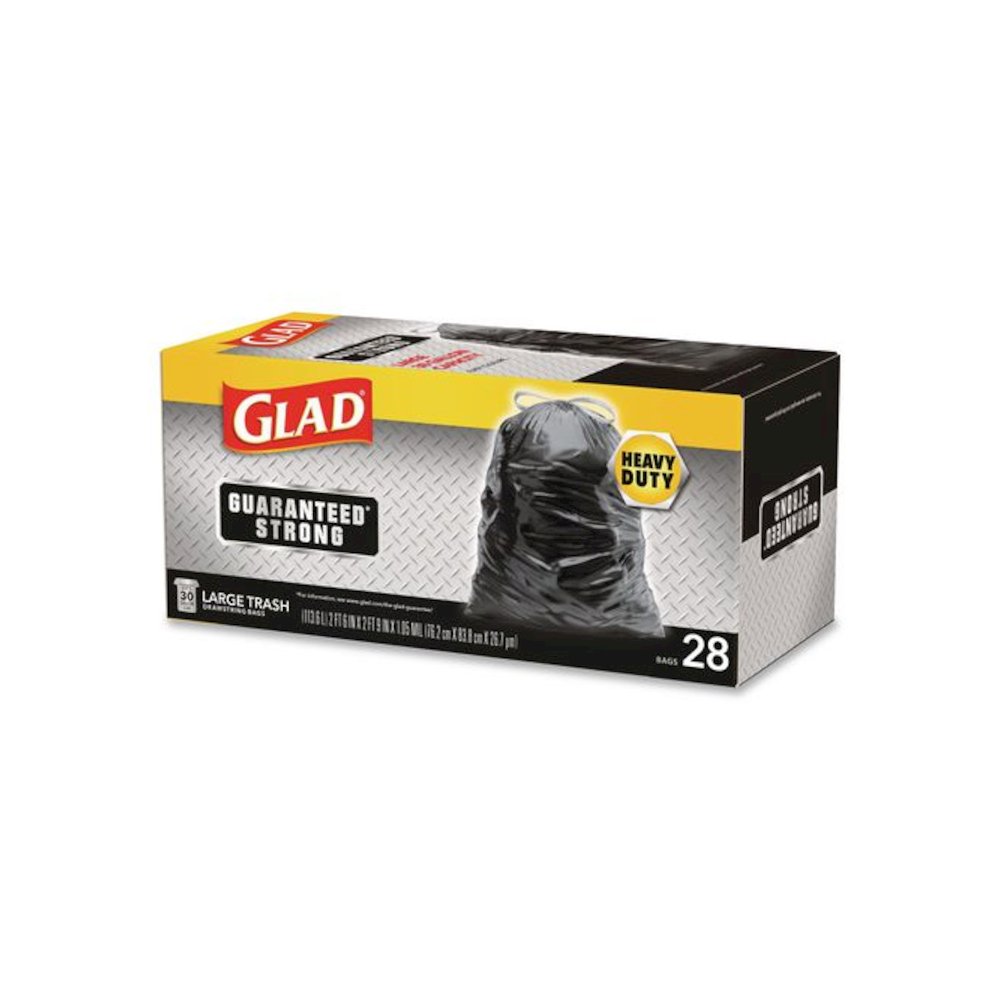 Guaranteed Strong Large Drawstring Trash Bags, Three-Ply, 30 gal, 1.05 mil, 30 x 33, Black, 28 Bags/Box, 6 Boxes/Carton. Picture 3