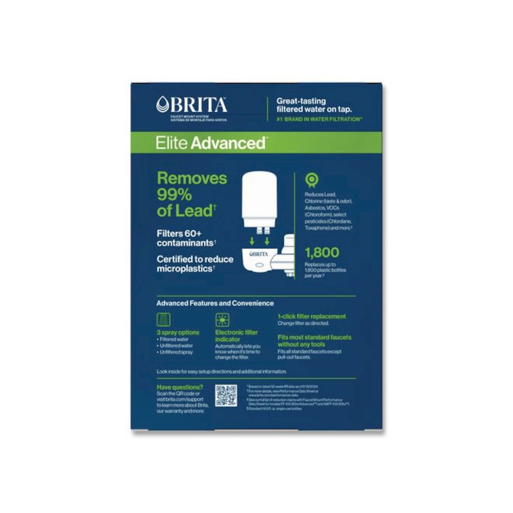 Water Faucet Mount Filtration System with 1 Elite Advanced Replacement Filter, White, 4/Carton. Picture 4