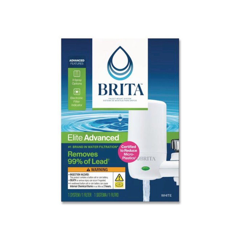 Water Faucet Mount Filtration System with 1 Elite Advanced Replacement Filter, White, 4/Carton. Picture 3