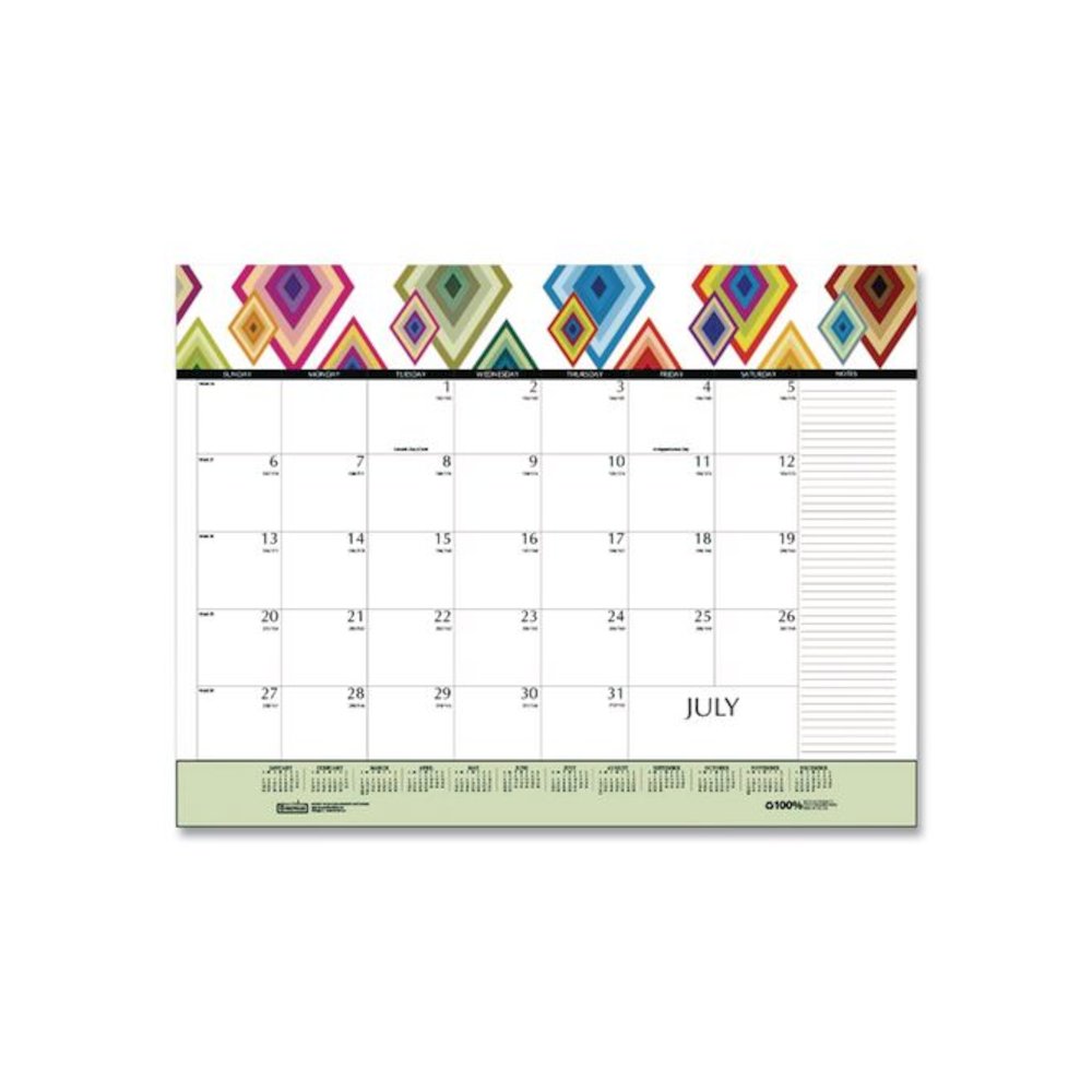 Recycled Desk Pad Calendar, Geometric Artwork, 22 x 17, White Sheets, Black Binding/Corners,12-Month (Jan to Dec): 2026. Picture 4