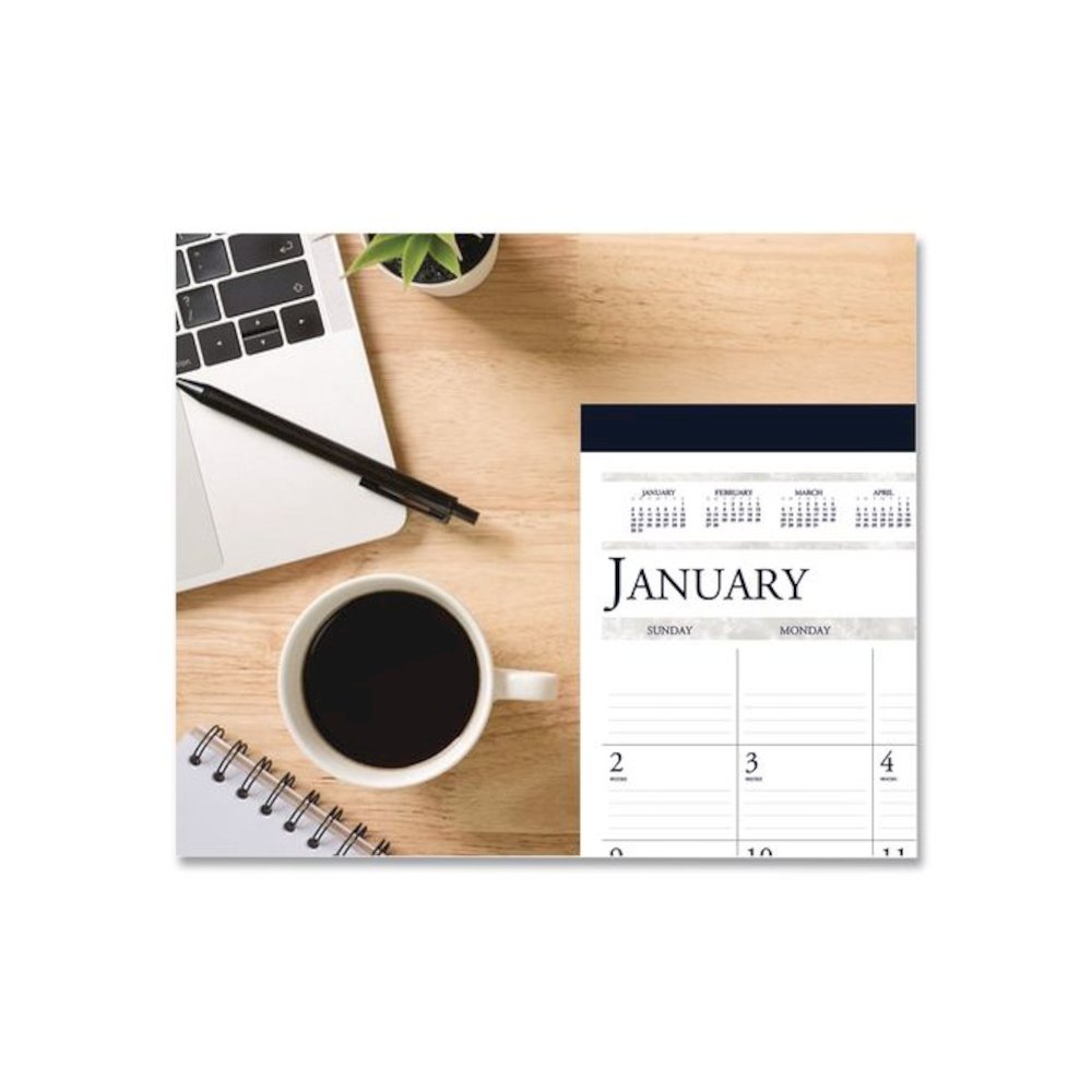 Executive Monthly Desk Pad Calendar, 24 x 19, White/Blue Sheets, Blue Corners, 12-Month (Jan to Dec): 2026. Picture 2