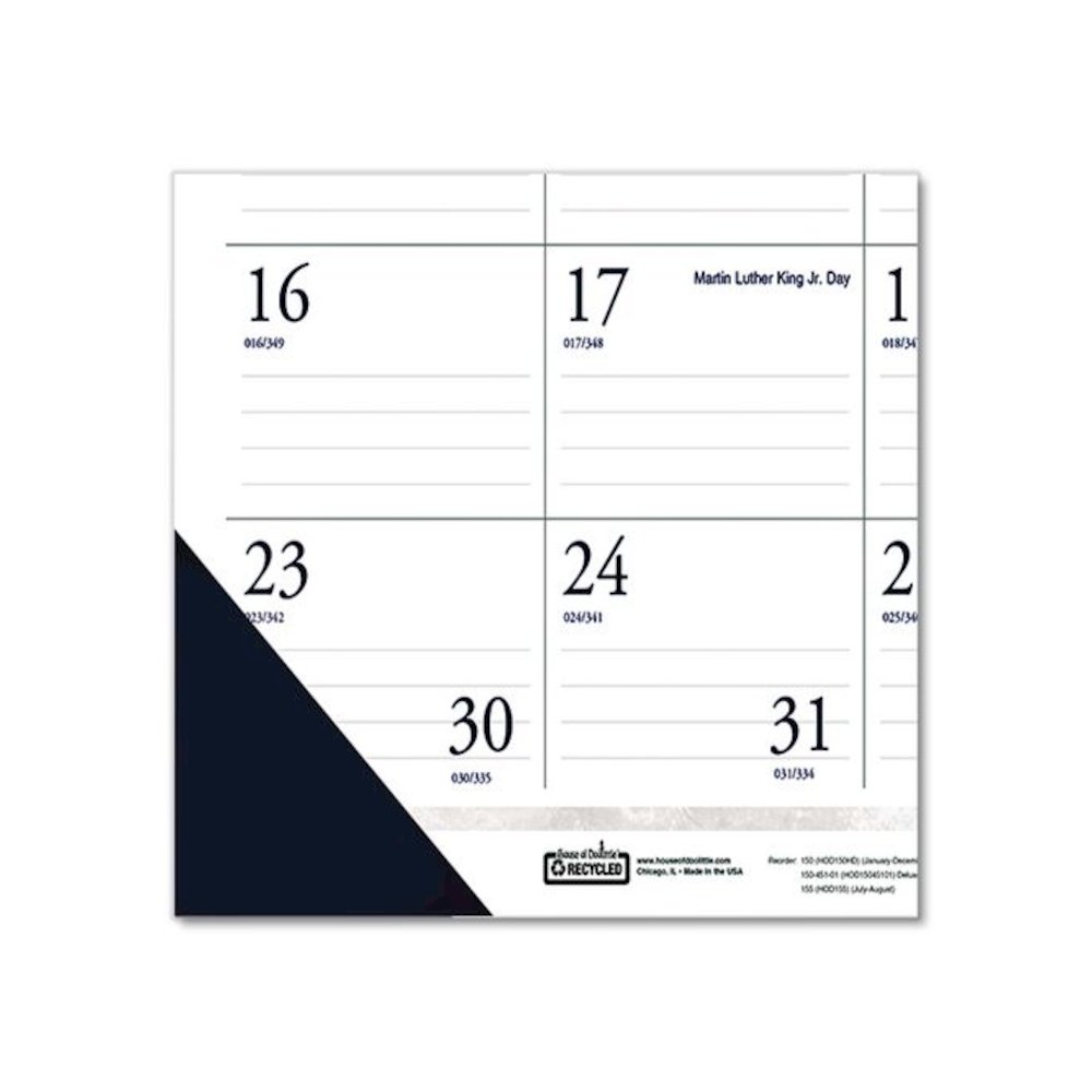 Executive Monthly Desk Pad Calendar, 24 x 19, White/Blue Sheets, Blue Corners, 12-Month (Jan to Dec): 2026. Picture 4