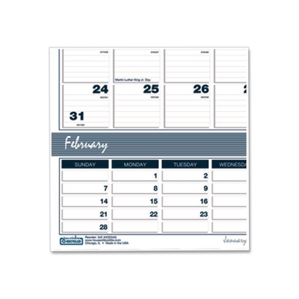 Bar Harbor Recycled Wirebound 3-Months-per-Page Wall Calendar, 15.5 x 22, White/Blue/Gray, 14-Month: Dec 2025 to Jan 2027. Picture 3