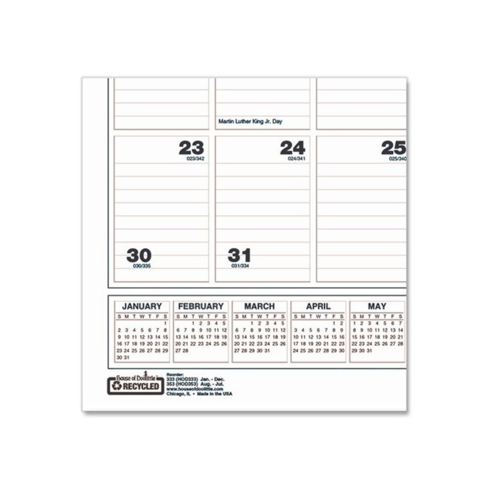 Academic Year Bar Harbor Recycled Wirebound Monthly Wall Calendar, 15.5 x 22, White/Blue Sheets, 12-Month(Aug-July):2025-2026. Picture 2