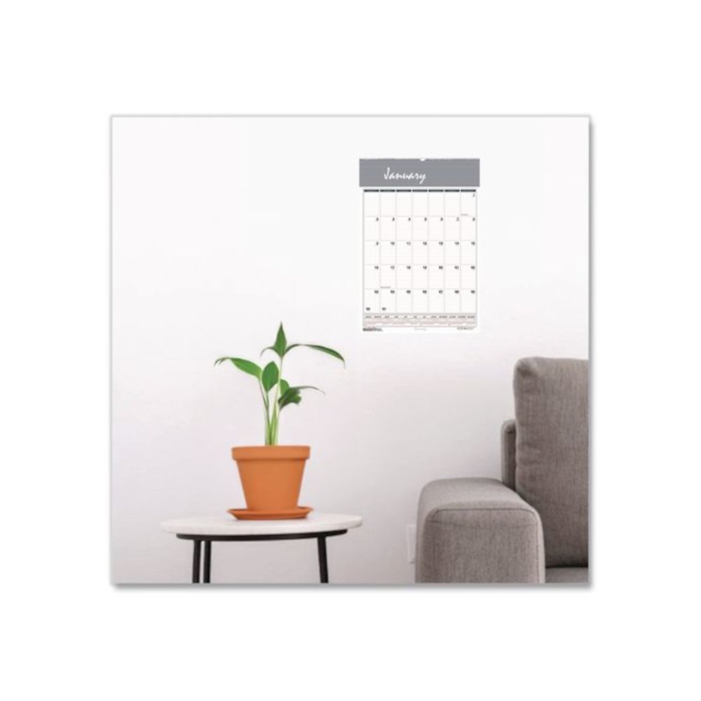 Academic Year Bar Harbor Recycled Wirebound Monthly Wall Calendar, 15.5 x 22, White/Blue Sheets, 12-Month(Aug-July):2025-2026. Picture 3