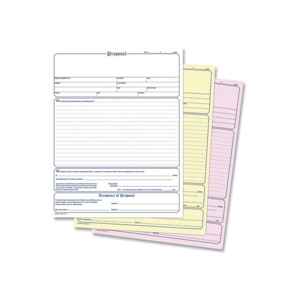 Contractor Proposal Form, Three-Part Carbonless, 8.5 x 11.44, 50 Forms Total. Picture 2