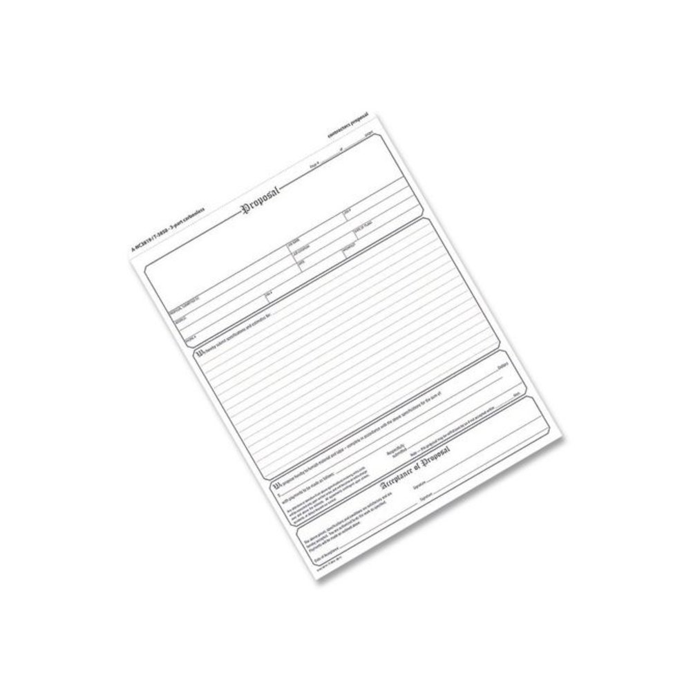 Contractor Proposal Form, Three-Part Carbonless, 8.5 x 11.44, 50 Forms Total. Picture 4