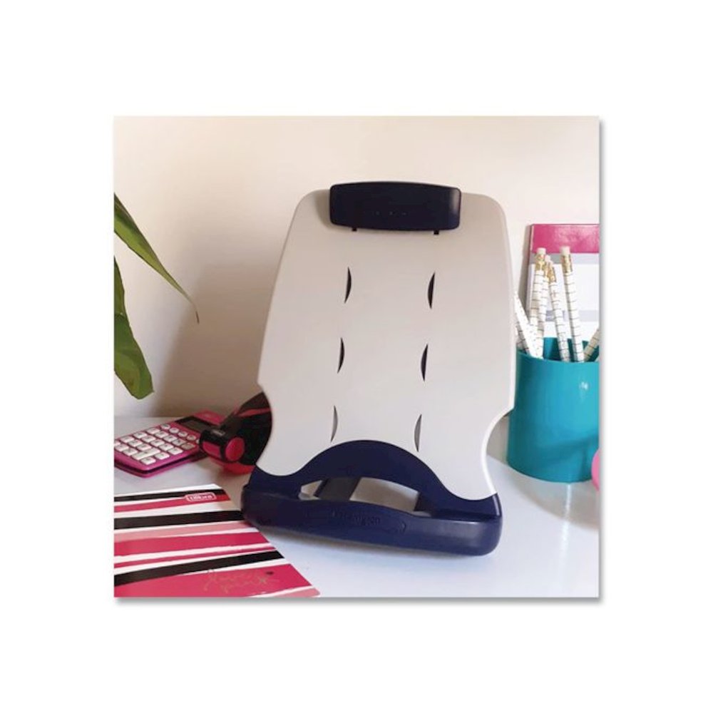 InSight Adjustable Book/Copyholder, Holds Up to 50 Legal Size Sheets, Metal, Midnight Blue/Gray. Picture 3