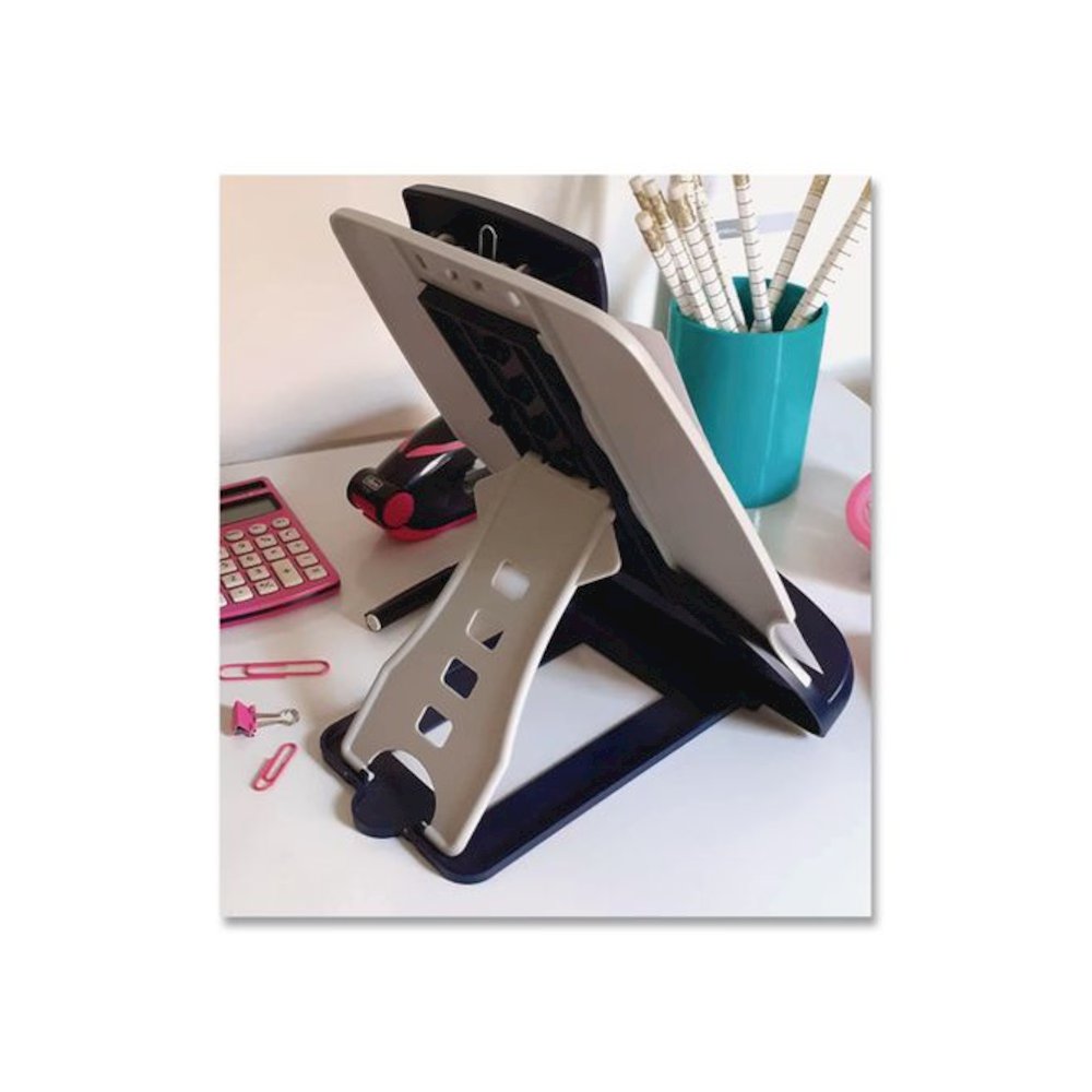 InSight Adjustable Book/Copyholder, Holds Up to 50 Legal Size Sheets, Metal, Midnight Blue/Gray. Picture 4