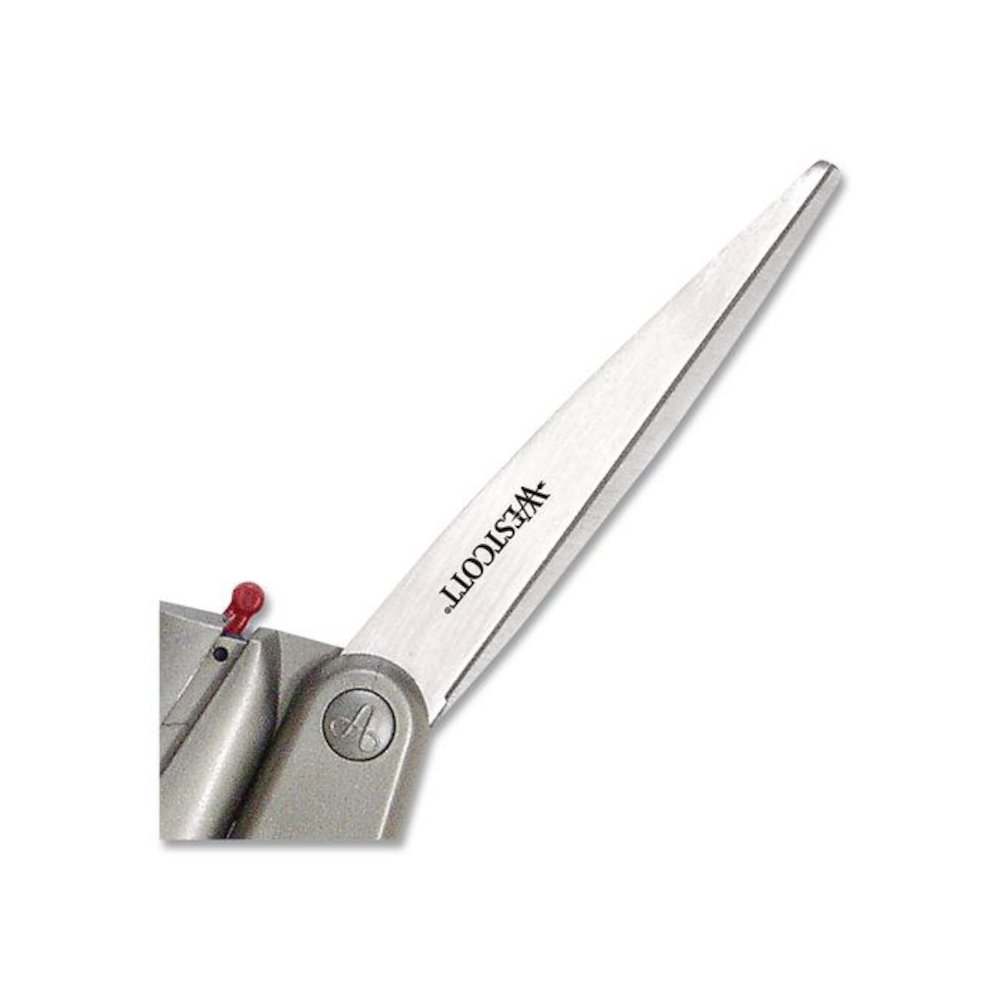 E-Z Open Box Opener Stainless Steel Shears, 8" Long, 3.25" Cut Length, Offset Gray Handle. Picture 2