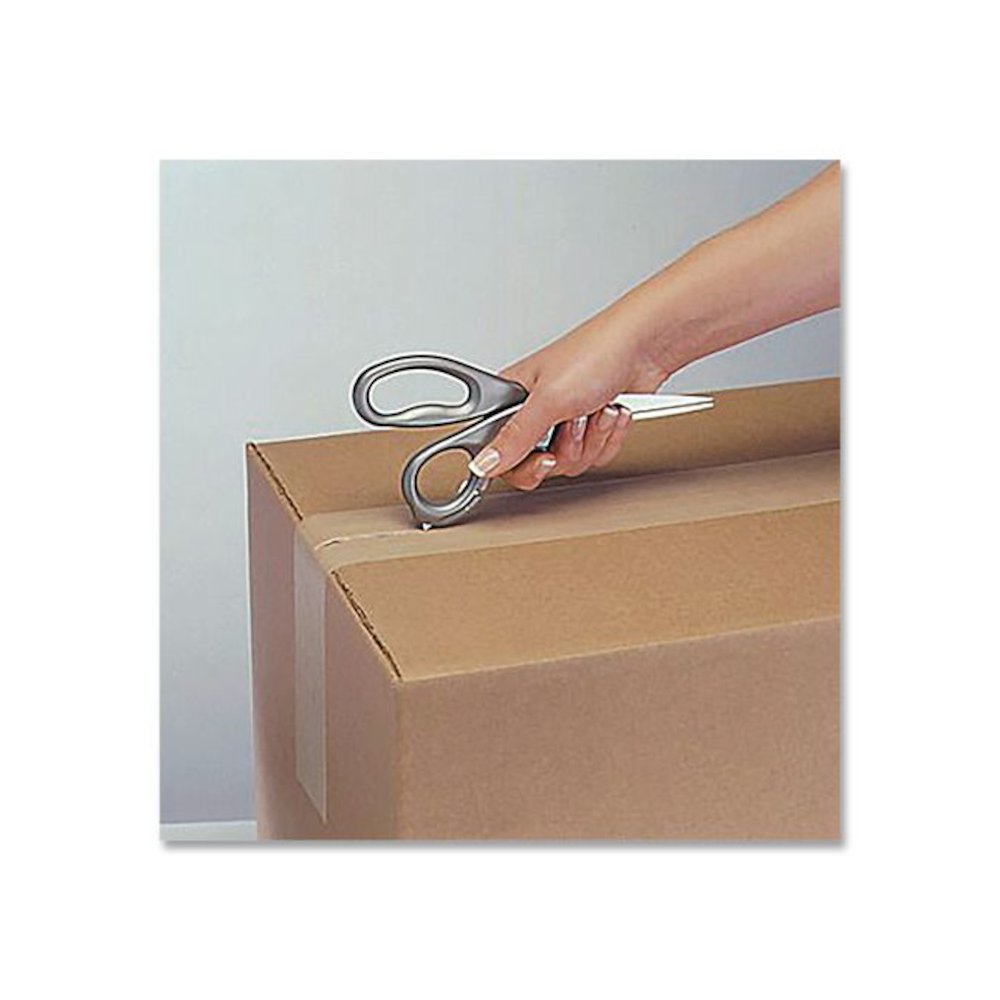 E-Z Open Box Opener Stainless Steel Shears, 8" Long, 3.25" Cut Length, Offset Gray Handle. Picture 4